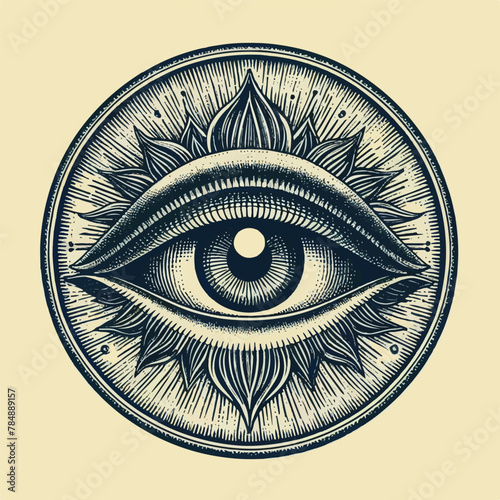 Human eye hand draw vintage old engraving vector illustration