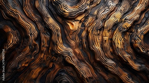 Abstract Golden and Black Swirls Resembling Natural Geological Formations for Artistic Backgrounds © Agus Wira