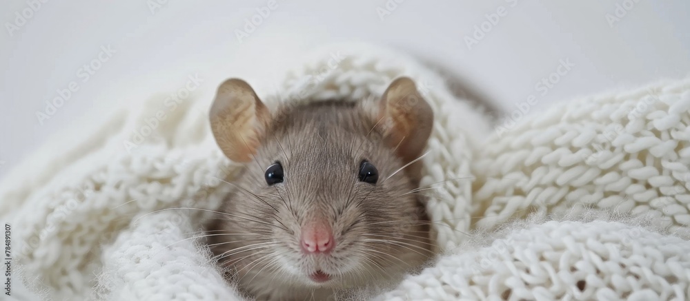 Tiny rodent nestled in a cozy fabric covering Tiny rodent nestled in a cozy fabric covering