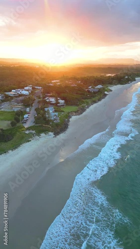 Aerial view of the sunset in Byron Bay, Australia