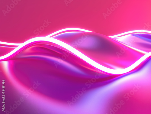 abstract pink neon background with waves
