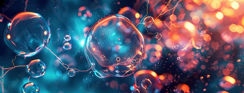 A sci-fi network of cells and futuristic alien bubbles. Neural connections to electrical impulses. Concept of complexity and mystery. Illustration for poster, cover, brochure or presentation A sci-fi network of cells and futuristic alien bubbles. Neural connections to electrical impulses. Concept of complexity and mystery. Illustration for poster, cover, brochure or presentation