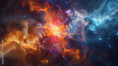 A cosmic display of colorful energy bursts creating a sense of infinite possibilities.