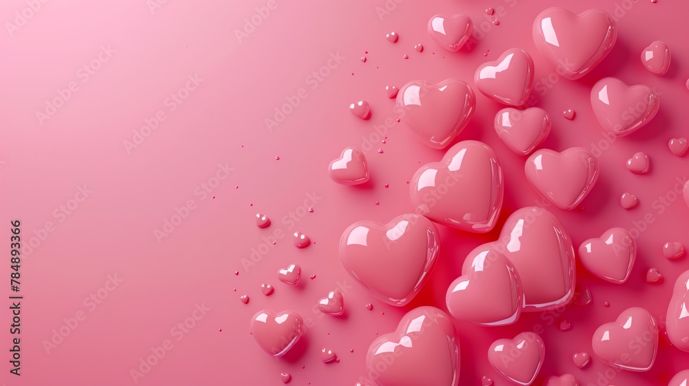 Banner background with 3D red hearts hearts on pink, white , red, for banner valentine, wedding, proposal, love theme, heart day Banner background with 3D red hearts hearts on pink, white , red, for banner valentine, wedding, proposal, love theme, heart day