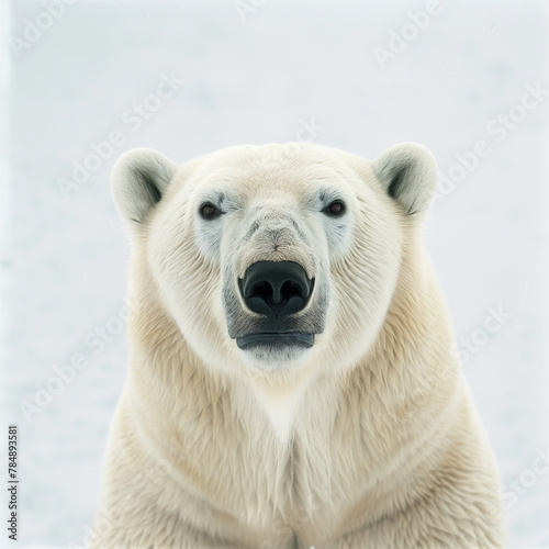 polar bear portrait with snowy background 