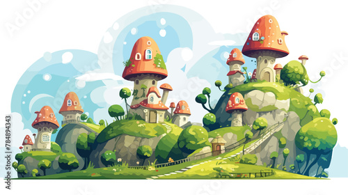 Whimsical village where houses are built atop giant