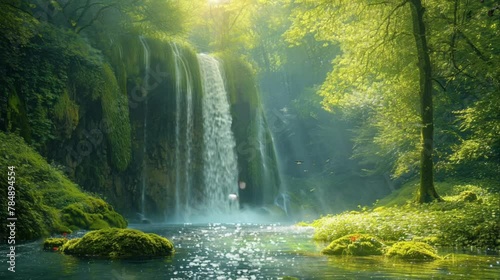 waterfall in the forest, video HD photo