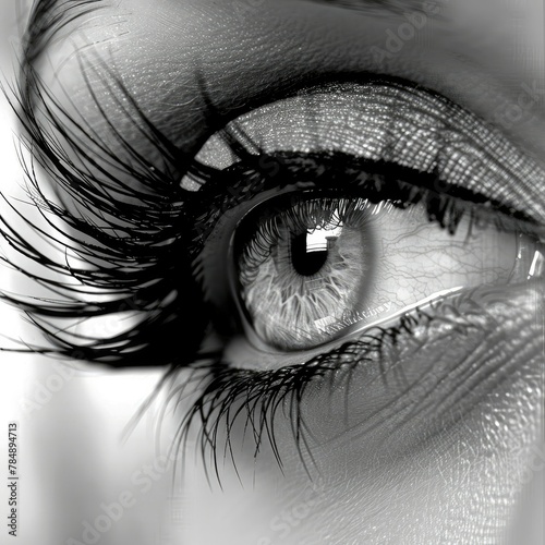 Captivating Beauty: Mesmerizing Black and White Image of Lemus with Beautiful Eyes and Long Lashes photo