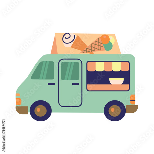 Ice cream truck icon clipart avatar logotype isolated vector illustration