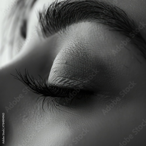 Mesmerizing Beauty: A Close-Up of Lemus' Stunning Closed Eye with Long, Luscious Black Lashes photo
