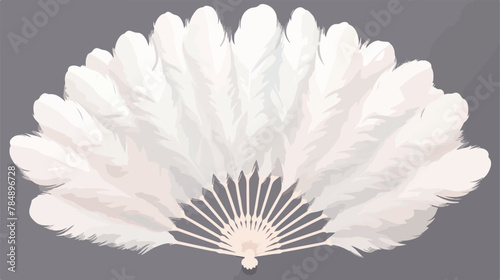 White feathers fan 2d flat cartoon vactor illustration