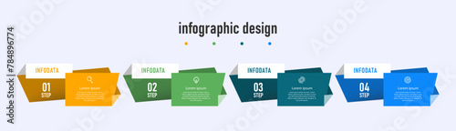 Design infographic template, timeline with 4 steps or option, can be used for workflow diagram, info chart, web design. vector illustration.