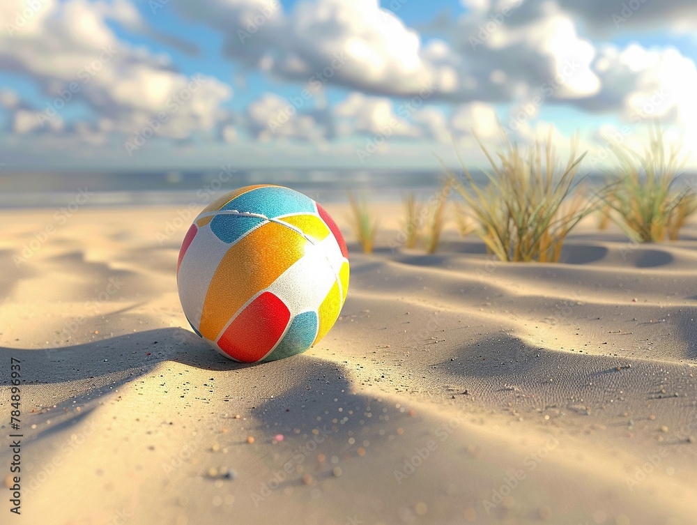 Beach ball clipart bouncing across the sand clean background