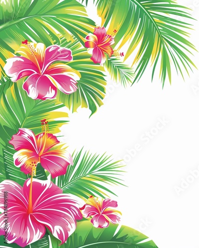 Beach party invitation clipart with tropical motifs bright colors