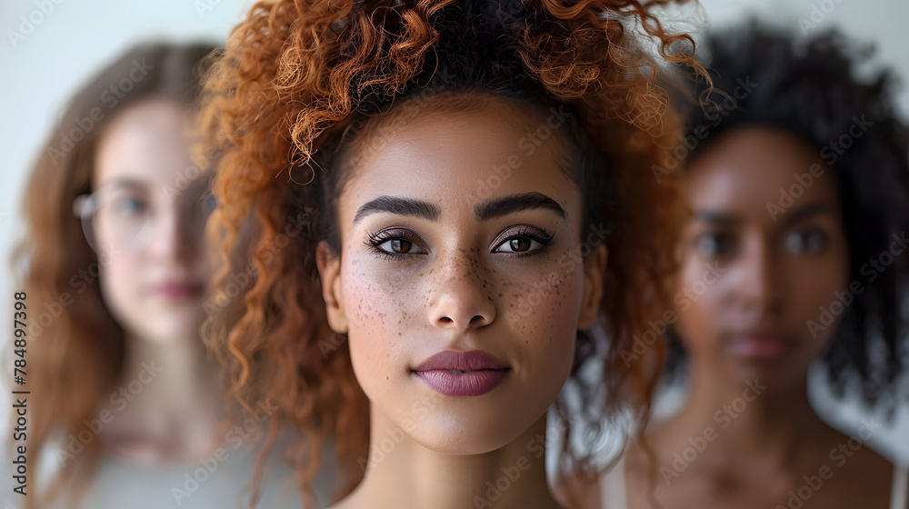 Radiant Diversity - Three Women of Different Ethnicities Exuding Confidence and Unity in a Striking Portrait