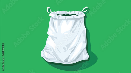 White trash bag icon white isolated on green background