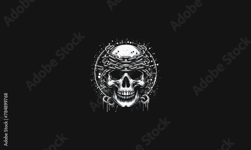 head skull with chain vector illustration flat design