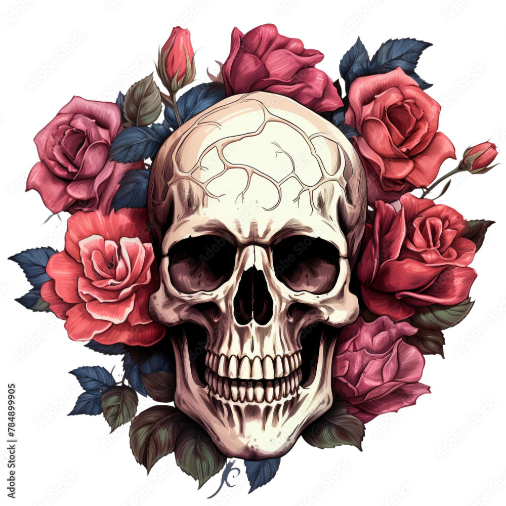 A Human Skull with Roses A Human Skull with Roses