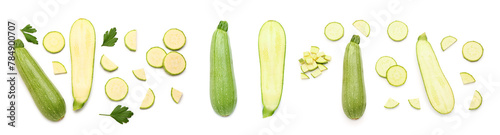 Collage of cut green zucchi...