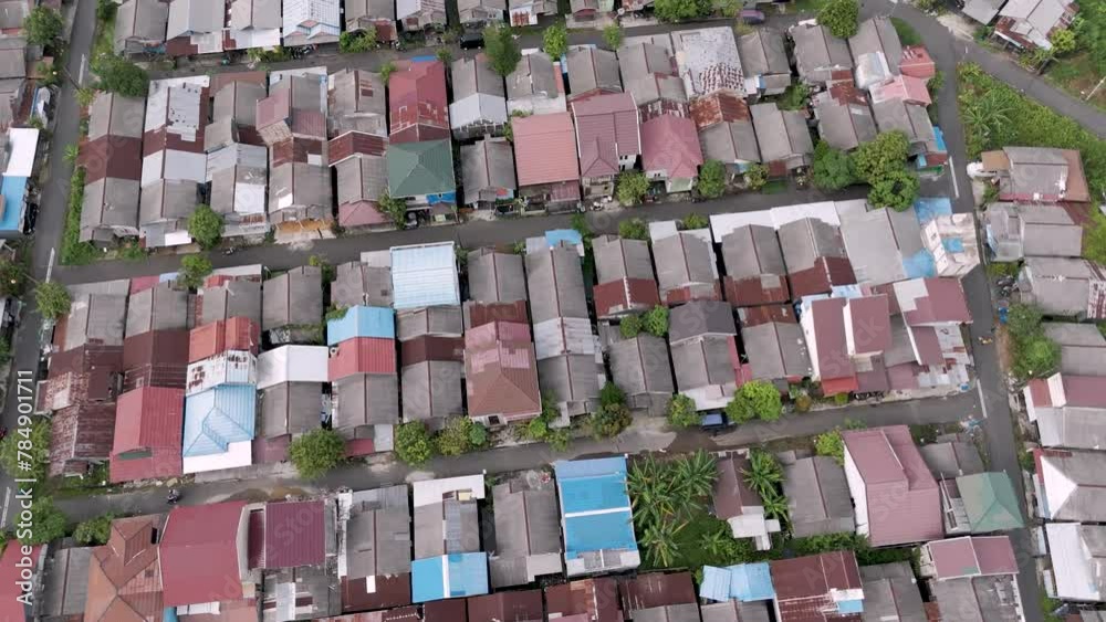View of dense housing in South Kalimantan from a drone during the day View of dense housing in South Kalimantan from a drone during the day