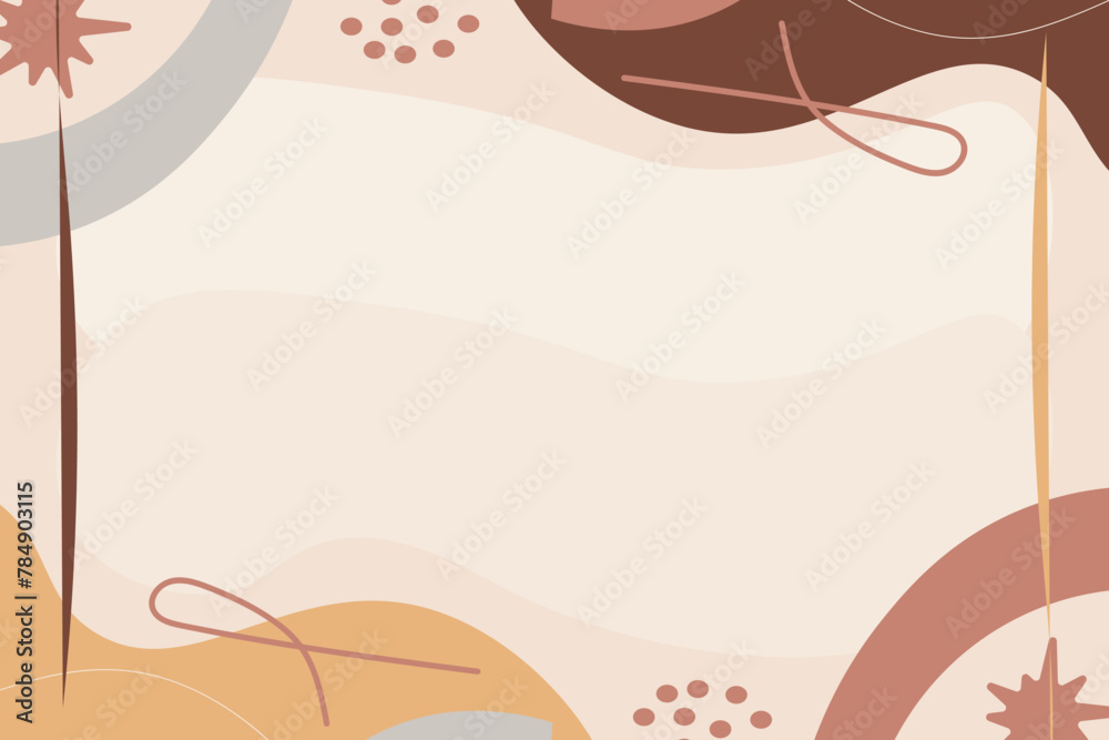 Hand drawn soft abstract floral boho shape vector background template