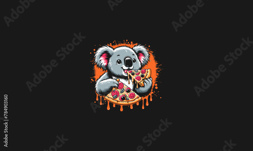 koala eat pizza vector mascot design