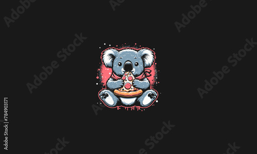 koala eat pizza vector mascot design