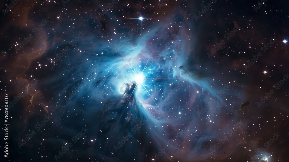 A single star enveloped by a wispy nebula, conveying a sense of isolation and fragility - obrazy, fototapety, plakaty 