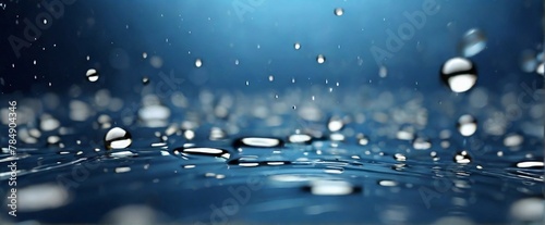 Abstract Raindrops, abstract background with raindrop shapes falling against a blue backdrop