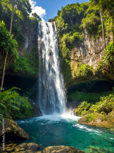 Tropical Majesty: Breathtaking Waterfall Creates a Lush Paradise Getaway 