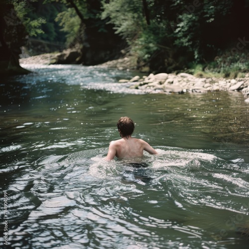 Immersed in Nature: Capturing the Serenity of Swimming in the River on 35mm Film
