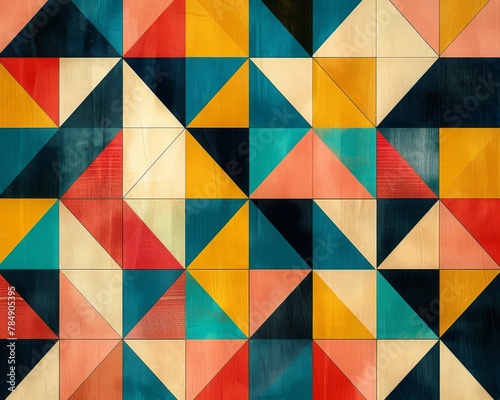 A colorful pattern of squares and triangles