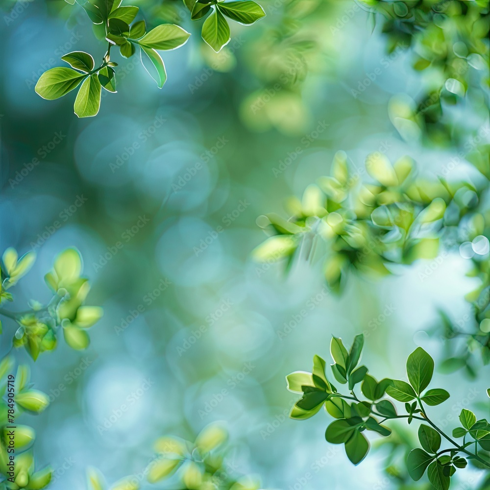 Serene Spring: A Minimalistic Top View of Lush Greenery in Blur, Perfect for a Refreshing Background