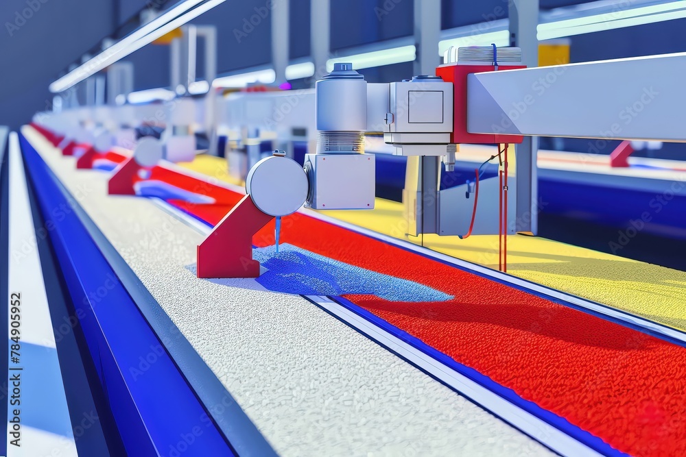 Naklejka premium The assembly line of the future features AIdriven quality control systems that ensure flawless products, captured in meticulous closeup