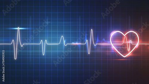 ekg heart beat, The image shows a stylized electrocardiogram (ECG or EKG) reading against a dark blue background with a grid