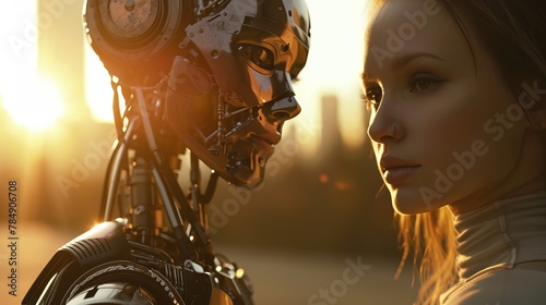 Sunlit Portrait: Human and Robot photo