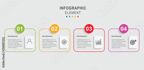 Steps business data visualization timeline process infographic template design with icons photo
