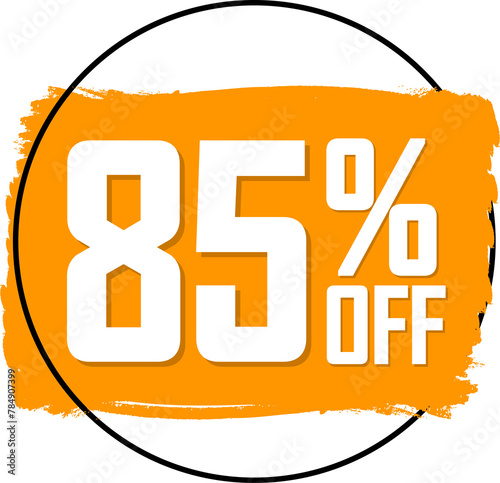 Sale 85% off banner, discount tag on transparent background, PNG 