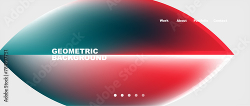 Closeup macro photography of a leafshaped object on a red and blue geometric background, showcasing automotive lighting and material properties with magenta, electric blue, and carmine colors