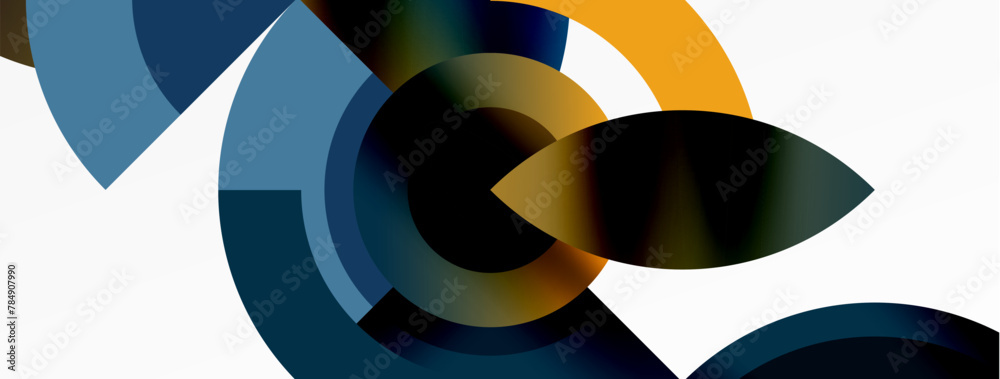 Obraz premium A closeup of a metallic blue and yellow circle on a white background, featuring symmetrical patterns. This bold design could be used as a logo or fashion accessory for an electric bluethemed event