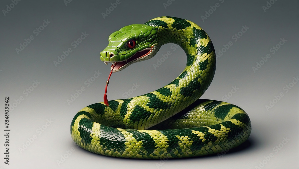 Beautiful angry aggressive green snake wriggling Beautiful angry aggressive green snake wriggling