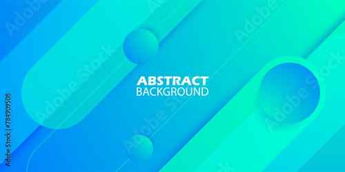 Dynamic 3d abstract bright blue green gradient illustration background with simple shape pattern. Cool design. Eps10 vector photo