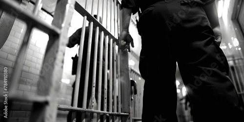 black and white photo of inmate in prison -
