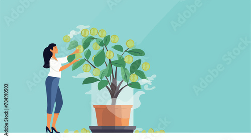 Woman growing money  Female person watering money