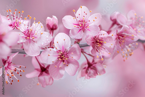 Pink cherry blossoms bloom beautifully in spring, showcasing the delicate charm of nature's floral wonders © masud