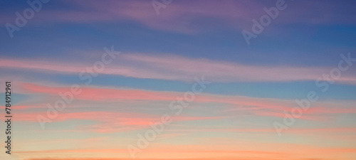 sky colors blue orange lines horizontal in the morniing © sea and sun
