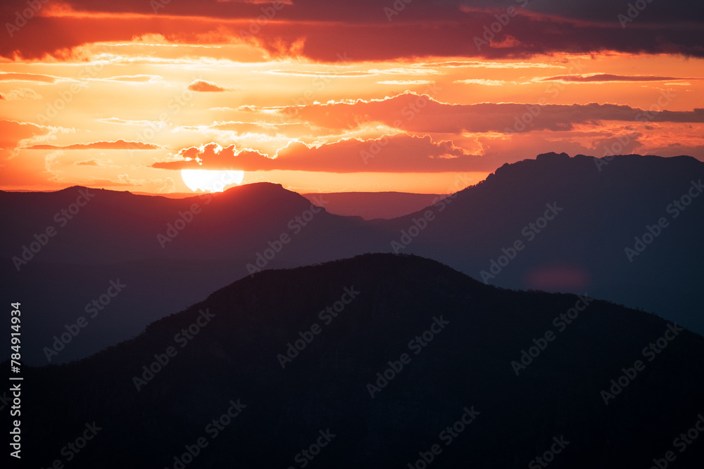 Sunset through the mountains