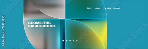 A liquid geometric background featuring circles and squares on an azure blue canvas. Perfect for publications, branding, or digital designs