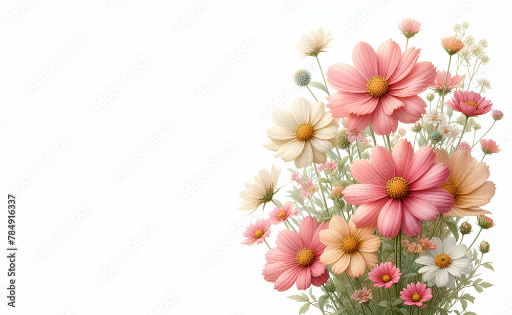 Beautiful flower background vector illustration of floral design with copy space, generative ai