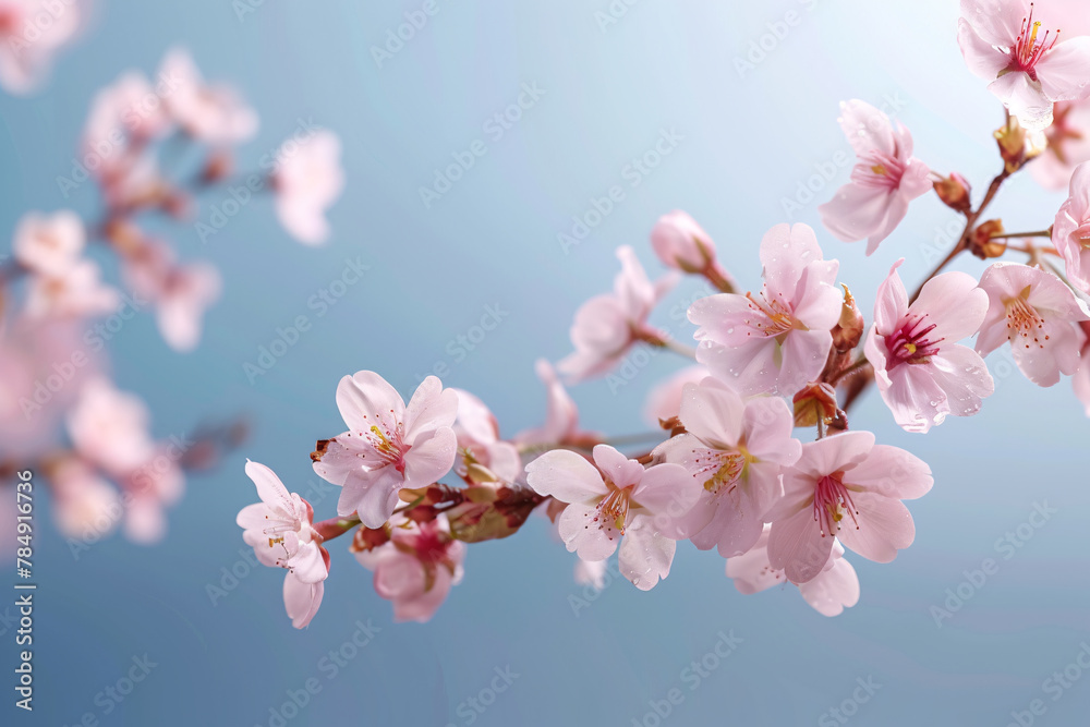 Spring's Pink Cherry Blossoms Bloom in Nature's Garden